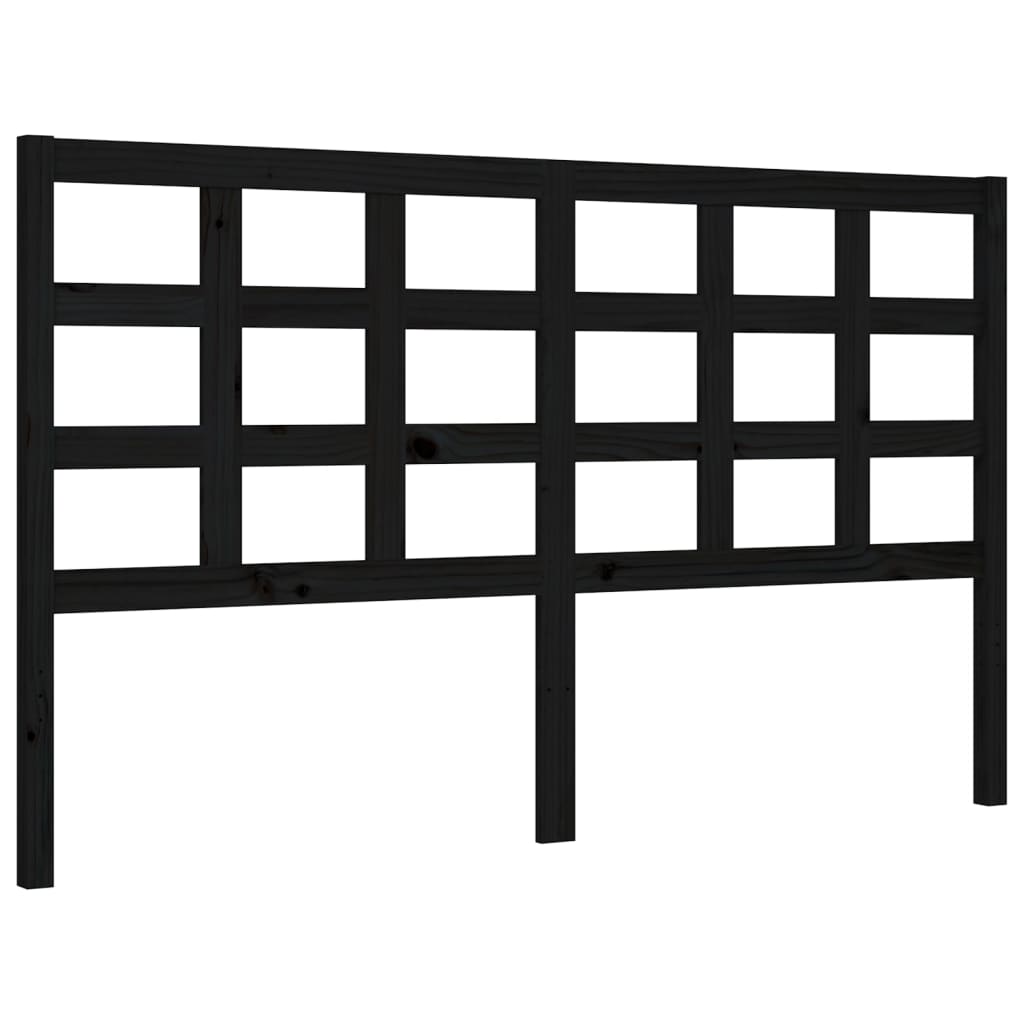 Bed Frame with Headboard Black King Size Solid Wood