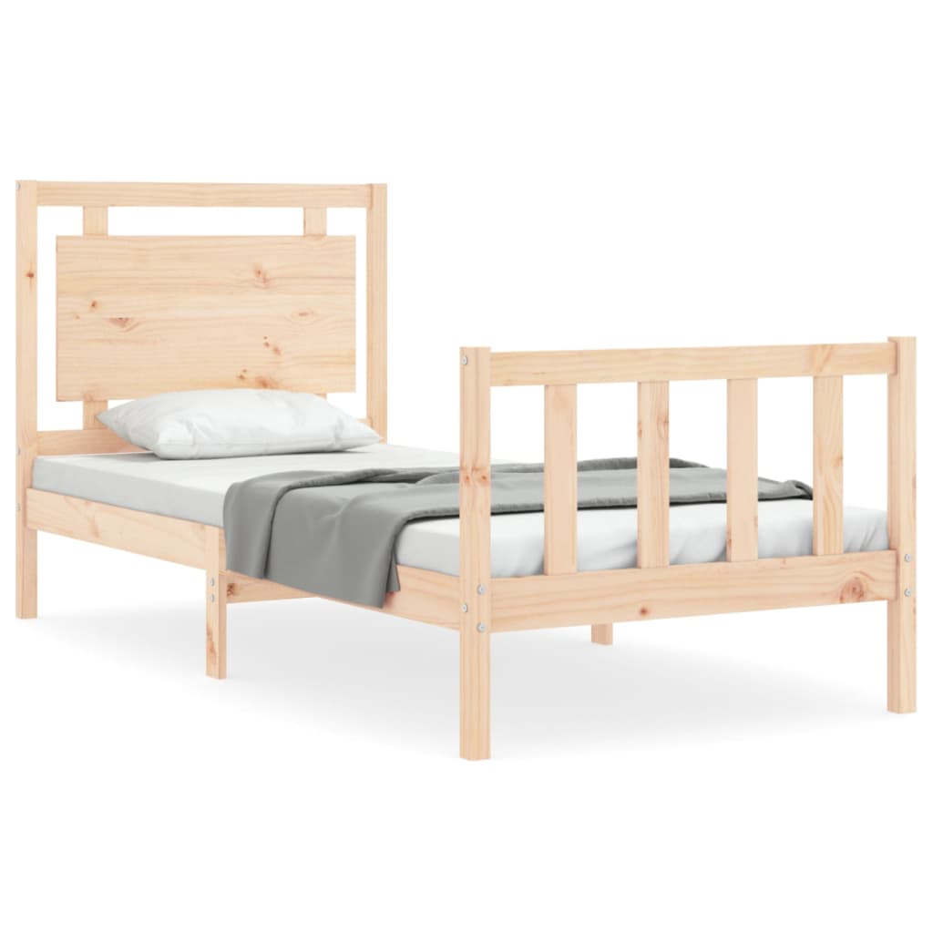 Bed Frame with Headboard 90x190 cm Single Solid Wood