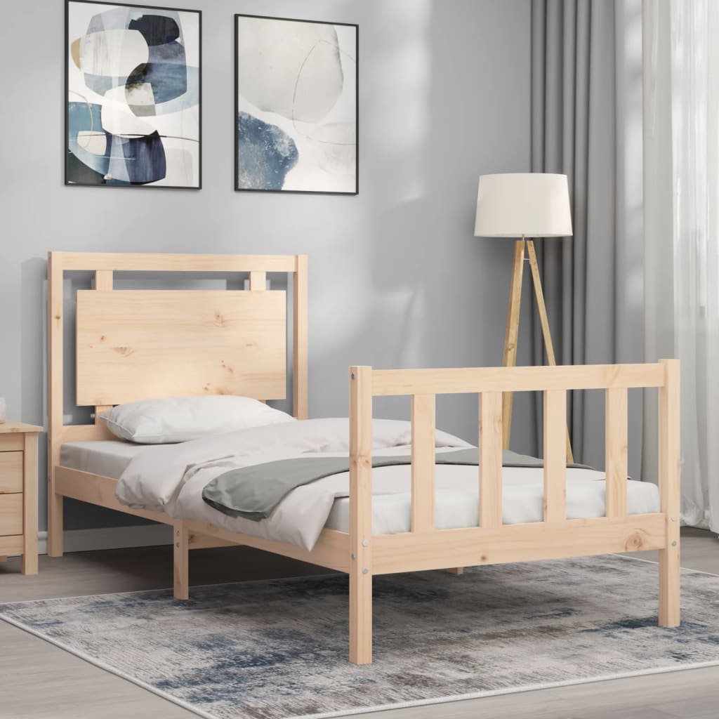 Bed Frame with Headboard 90x190 cm Single Solid Wood