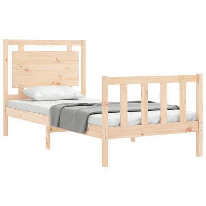 Bed Frame with Headboard 90x190 cm Single Solid Wood