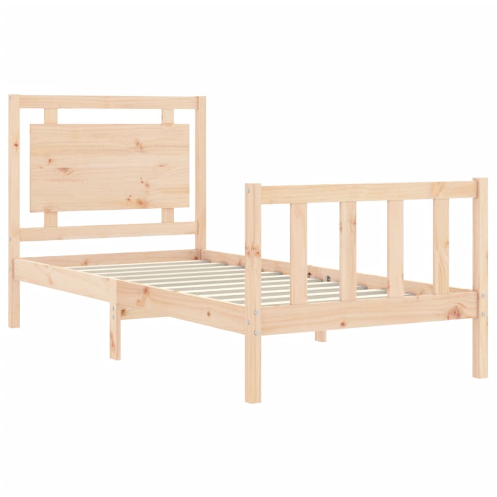 Bed Frame with Headboard 90x190 cm Single Solid Wood