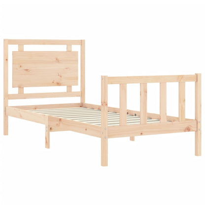 Bed Frame with Headboard 90x190 cm Single Solid Wood