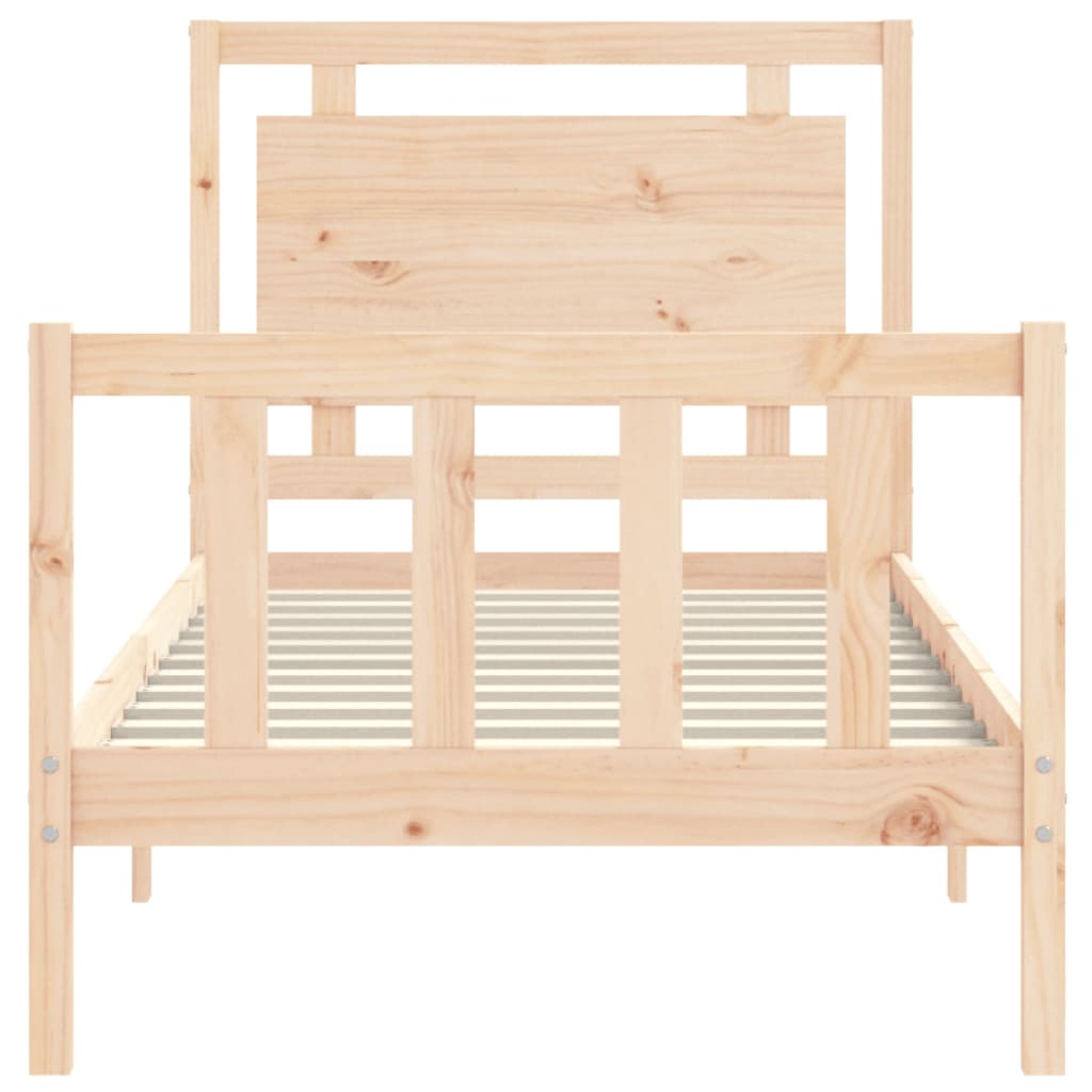 Bed Frame with Headboard 90x190 cm Single Solid Wood