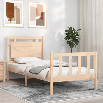 Bed Frame with Headboard 90x190 cm Single Solid Wood