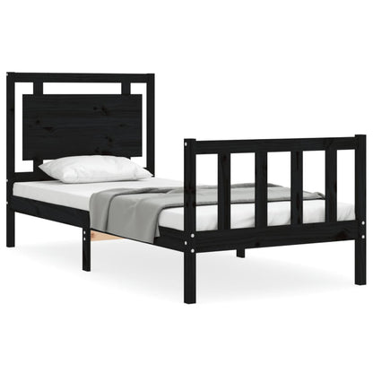 Bed Frame without Mattress Black 90x190 cm Single Solid Wood Pine