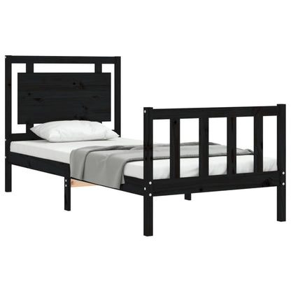 Bed Frame without Mattress Black 90x190 cm Single Solid Wood Pine