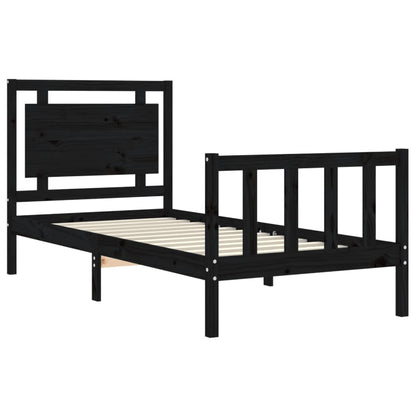 Bed Frame without Mattress Black 90x190 cm Single Solid Wood Pine