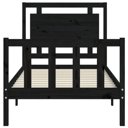 Bed Frame without Mattress Black 90x190 cm Single Solid Wood Pine