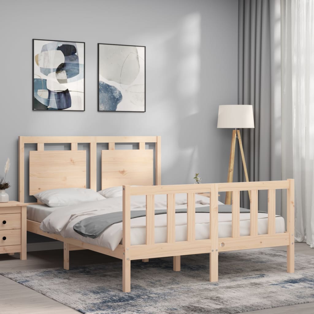 Bed Frame with Headboard Small Double Solid Wood