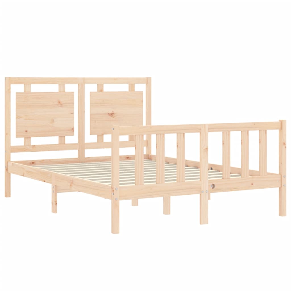 Bed Frame with Headboard Small Double Solid Wood