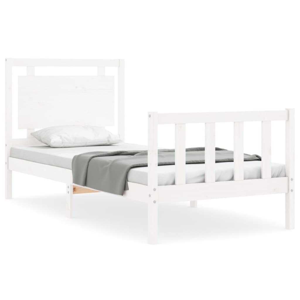 Bed Frame without Mattress White 100x200 cm Solid Wood Pine