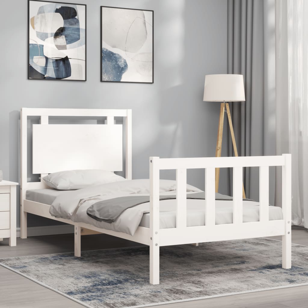 Bed Frame without Mattress White 100x200 cm Solid Wood Pine