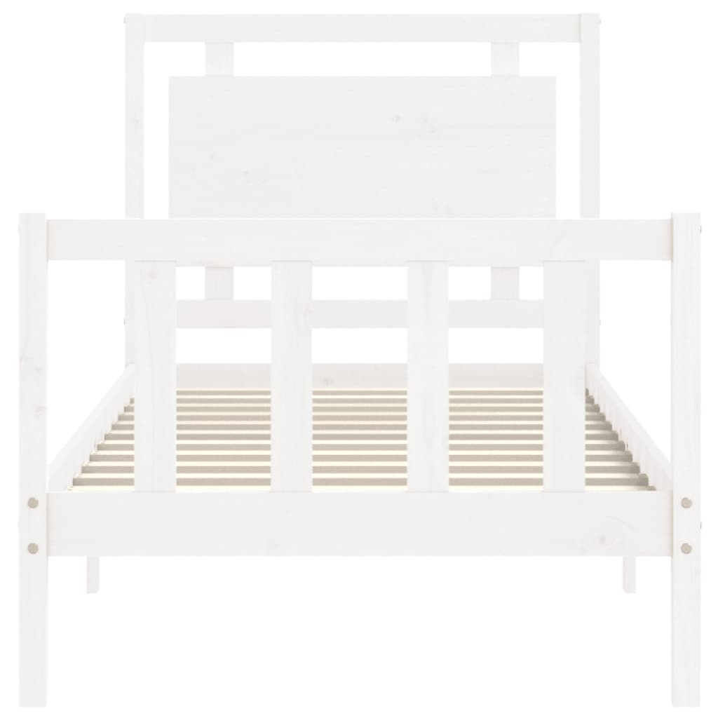 Bed Frame without Mattress White 100x200 cm Solid Wood Pine