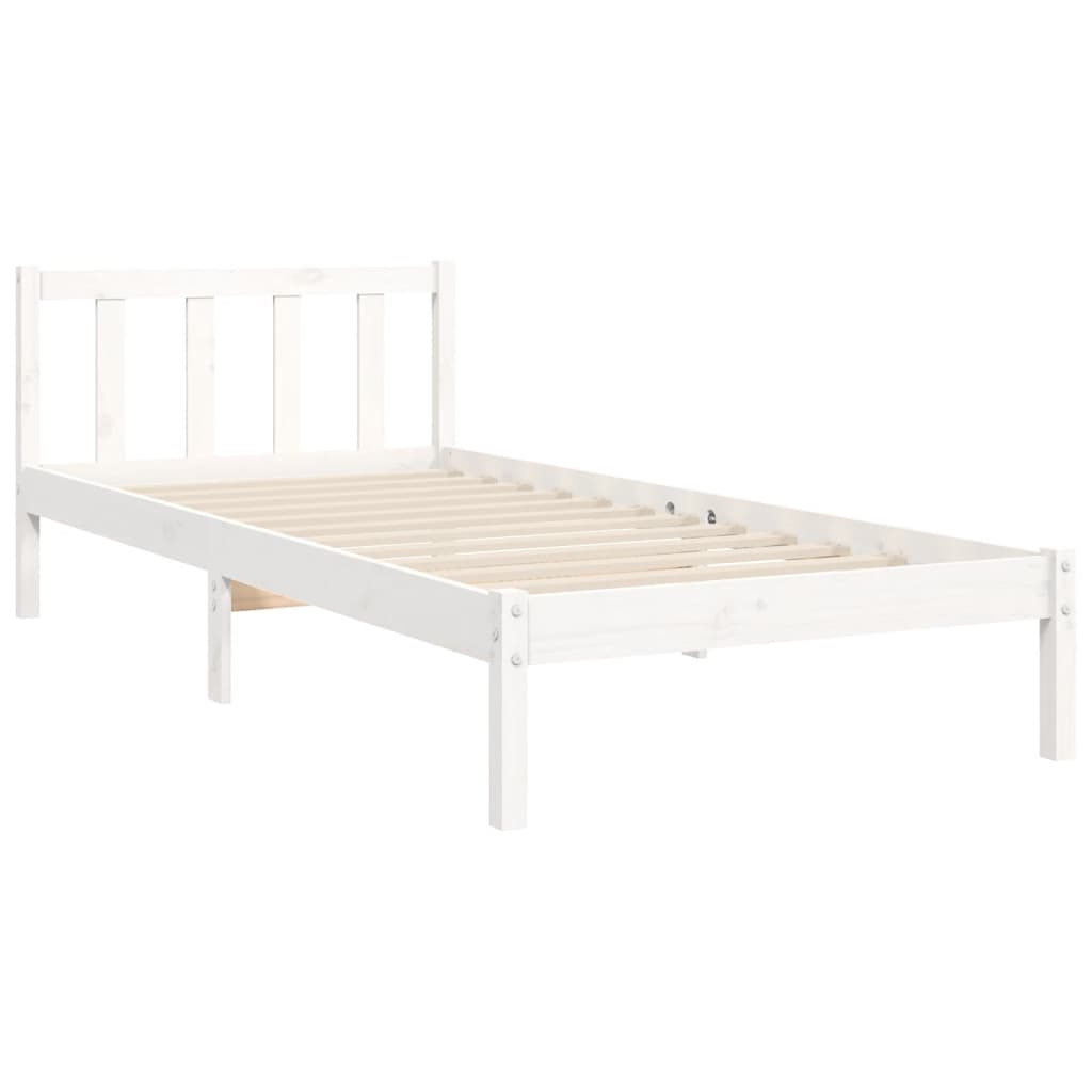 Bed Frame without Mattress White 100x200 cm Solid Wood Pine