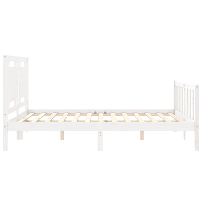 Bed Frame without Mattress White King Size Solid Wood Pine