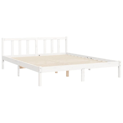 Bed Frame without Mattress White King Size Solid Wood Pine