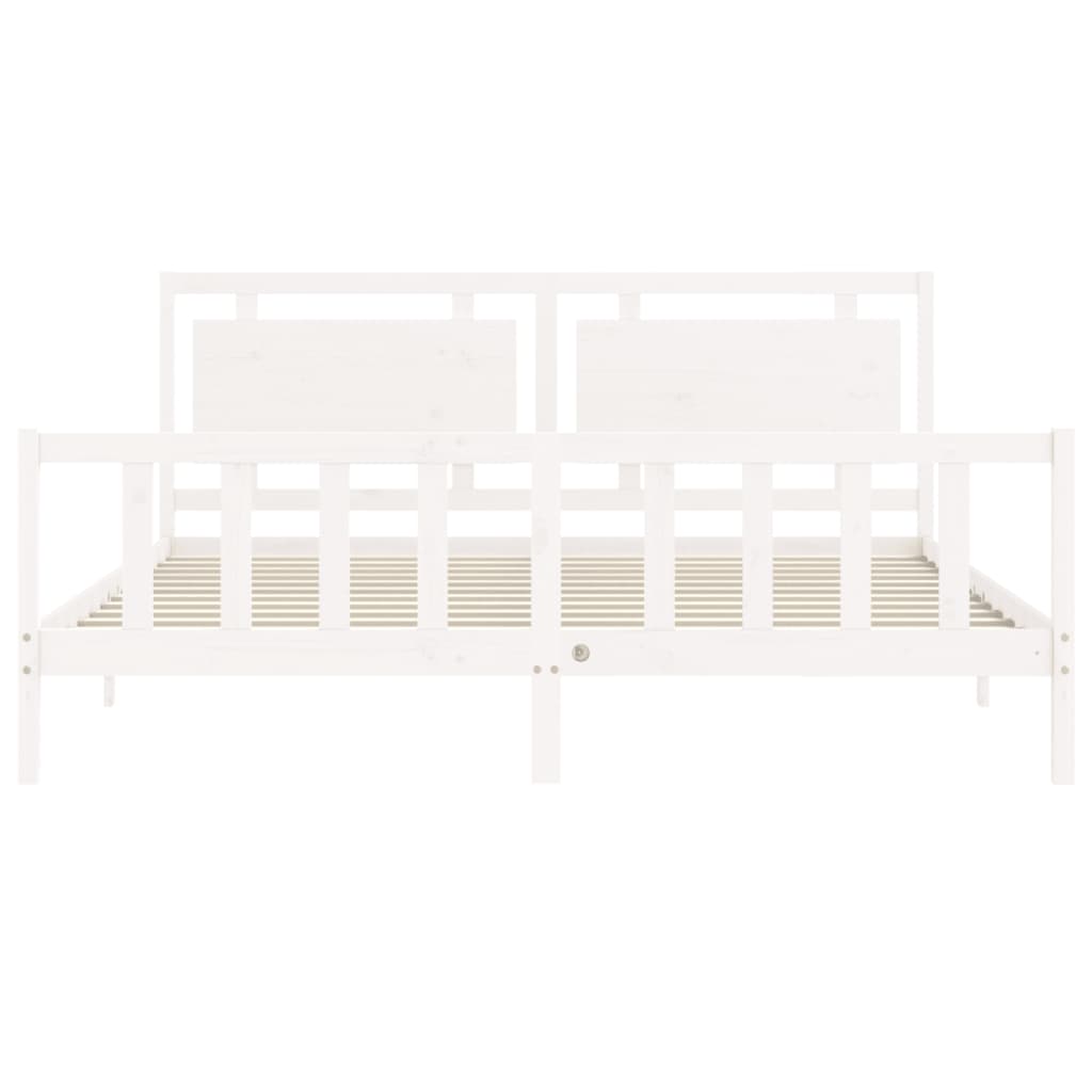 Bed Frame with Headboard White 180x200 cm Super King Solid Wood