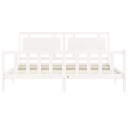 Bed Frame with Headboard White 180x200 cm Super King Solid Wood