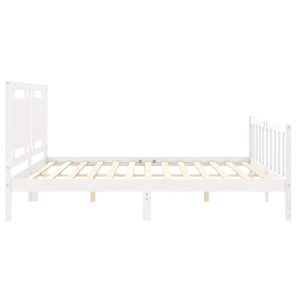 Bed Frame with Headboard White 180x200 cm Super King Solid Wood