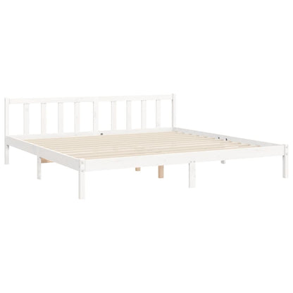 Bed Frame with Headboard White 180x200 cm Super King Solid Wood