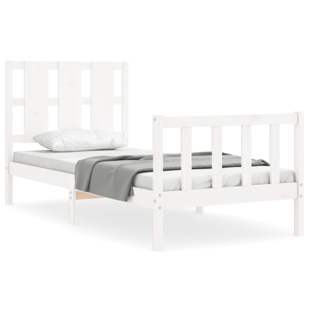 Bed Frame without Mattress White Small Single Solid Wood Pine