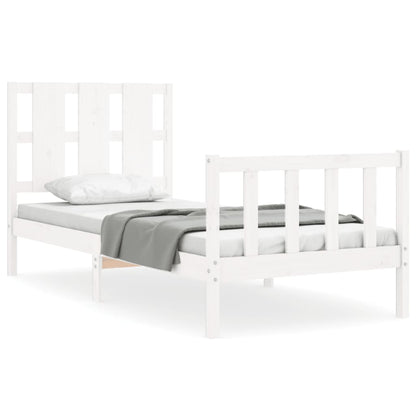 Bed Frame without Mattress White Small Single Solid Wood Pine