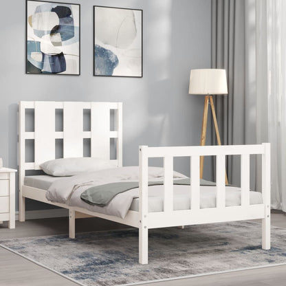 Bed Frame without Mattress White Small Single Solid Wood Pine