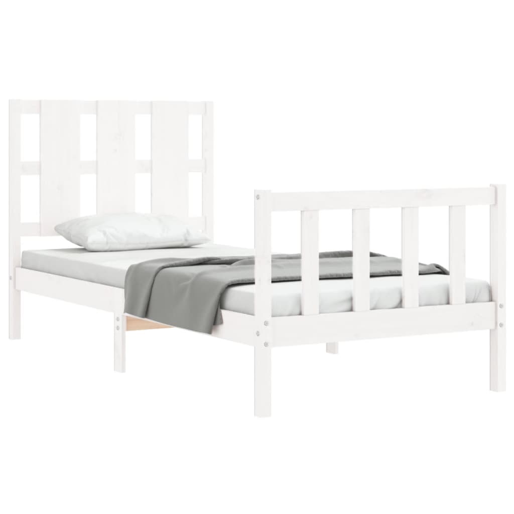 Bed Frame without Mattress White Small Single Solid Wood Pine