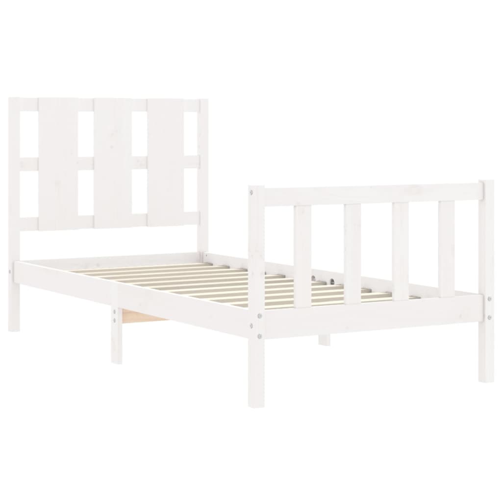 Bed Frame without Mattress White Small Single Solid Wood Pine