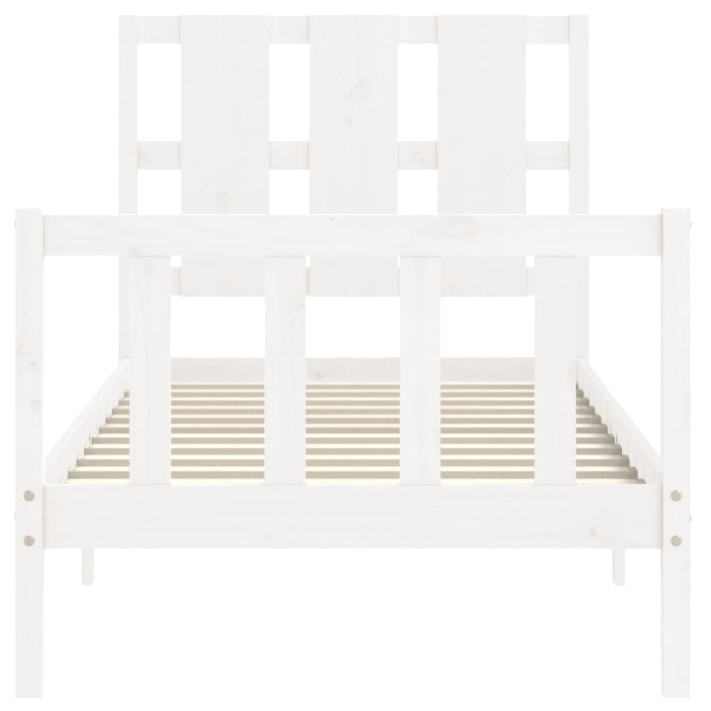 Bed Frame without Mattress White Small Single Solid Wood Pine