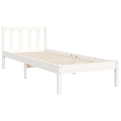 Bed Frame without Mattress White Small Single Solid Wood Pine