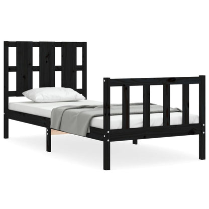 Bed Frame without Mattress Black Small Single Solid Wood Pine