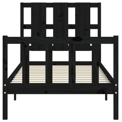 Bed Frame without Mattress Black Small Single Solid Wood Pine