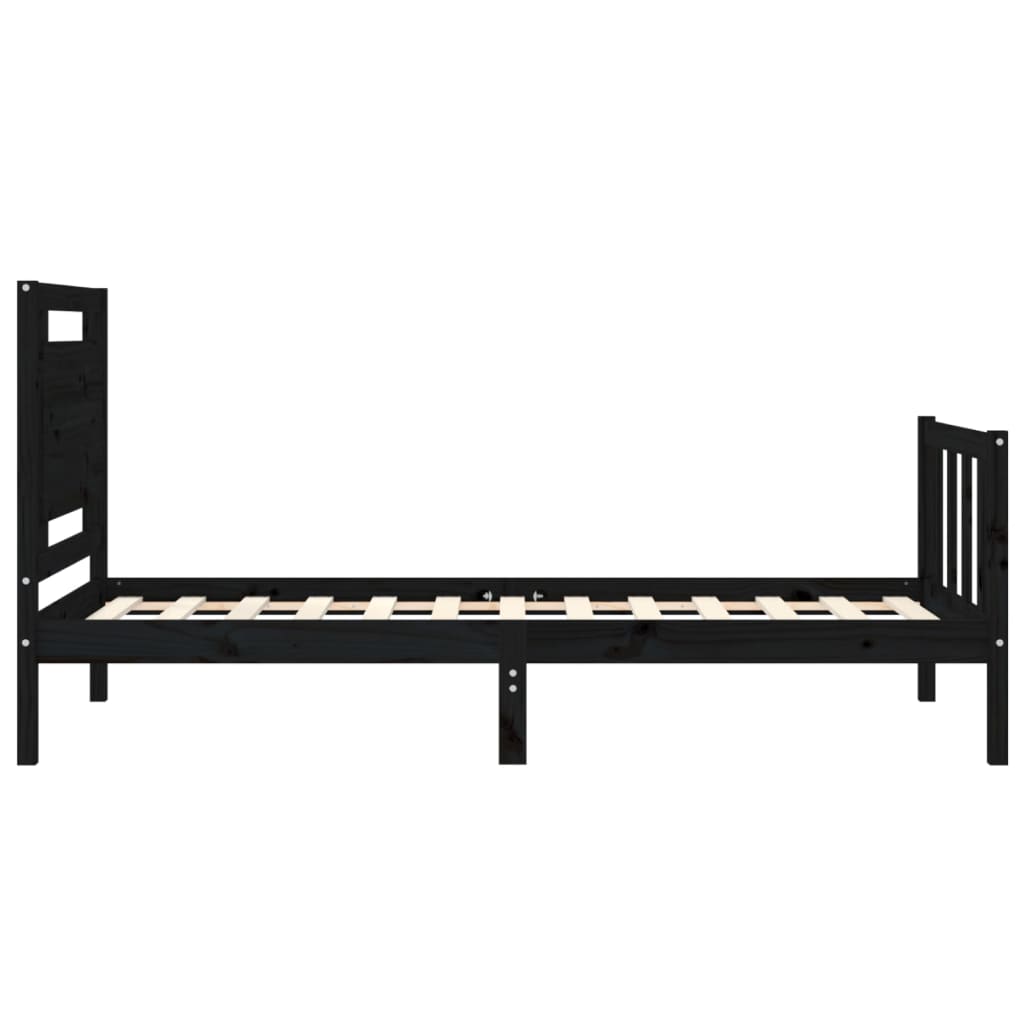 Bed Frame without Mattress Black Small Single Solid Wood Pine