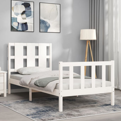 Bed Frame without Mattress White 90x190 cm Single Solid Wood Pine