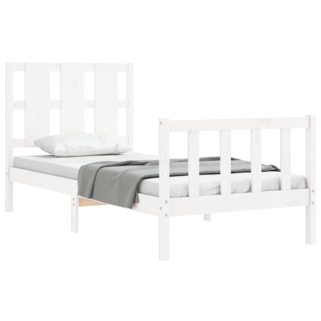 Bed Frame without Mattress White 90x190 cm Single Solid Wood Pine