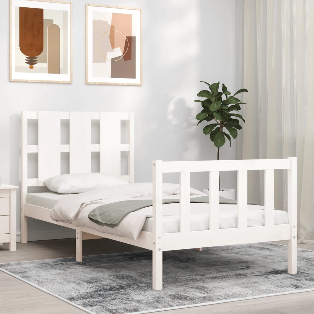 Bed Frame without Mattress White 90x190 cm Single Solid Wood Pine