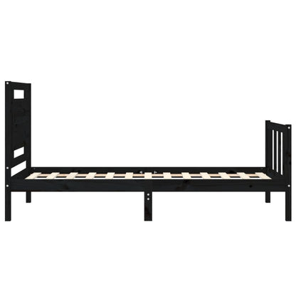 Bed Frame without Mattress Black 100x200 cm Solid Wood Pine