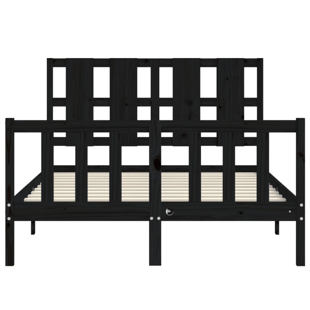 Bed Frame with Headboard Black 140x200 cm Solid Wood