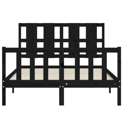 Bed Frame with Headboard Black 140x200 cm Solid Wood