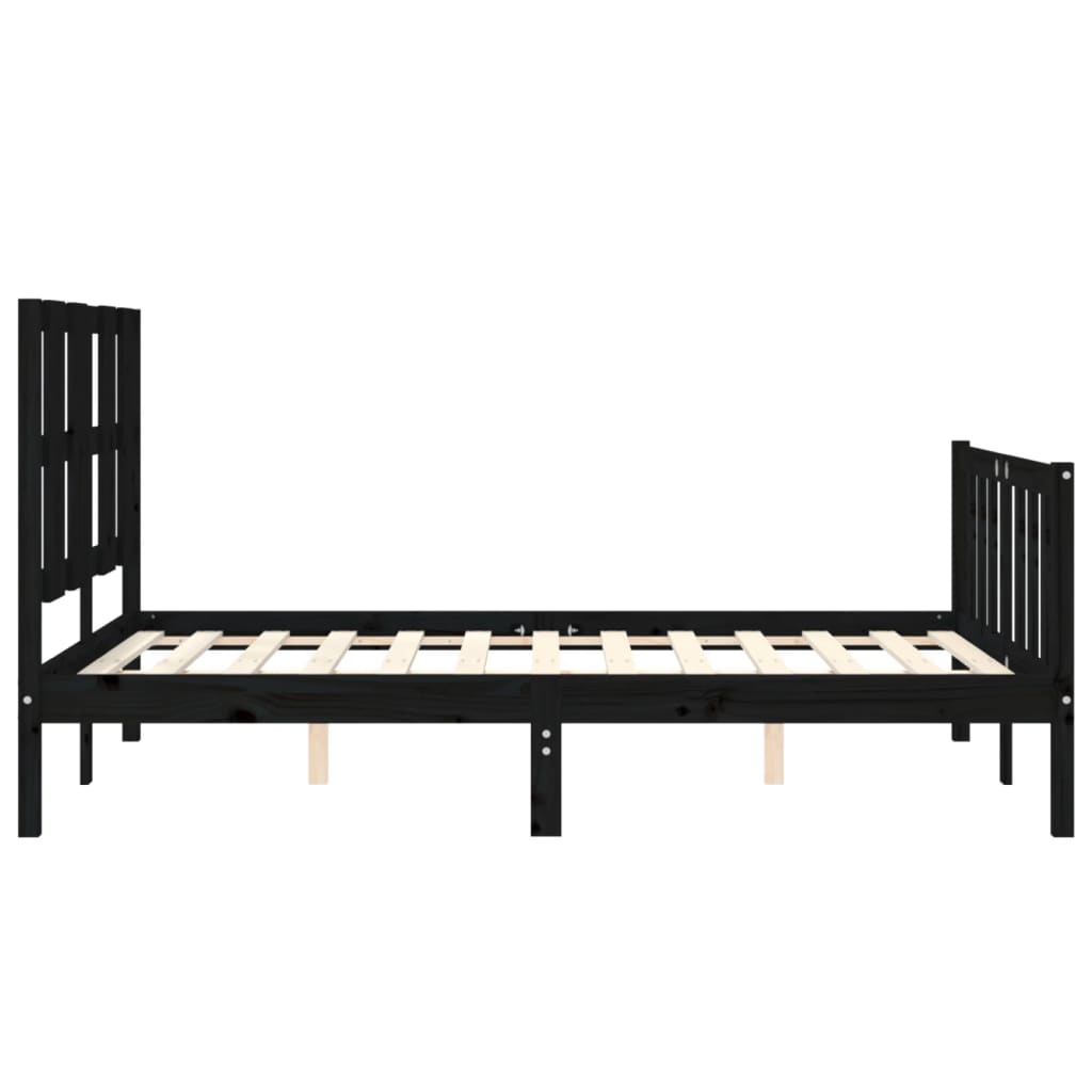 Bed Frame with Headboard Black 140x200 cm Solid Wood