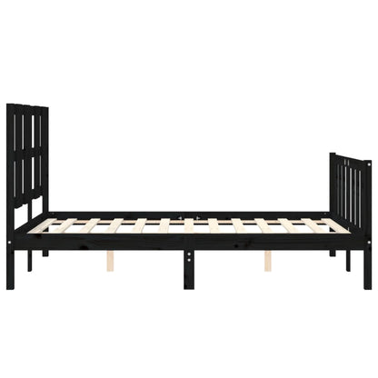 Bed Frame with Headboard Black 140x200 cm Solid Wood