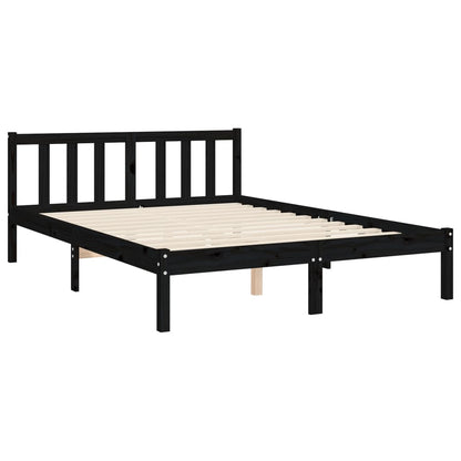 Bed Frame with Headboard Black 140x200 cm Solid Wood