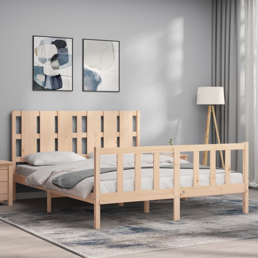 Bed Frame without Mattress King Size Solid Wood Pine