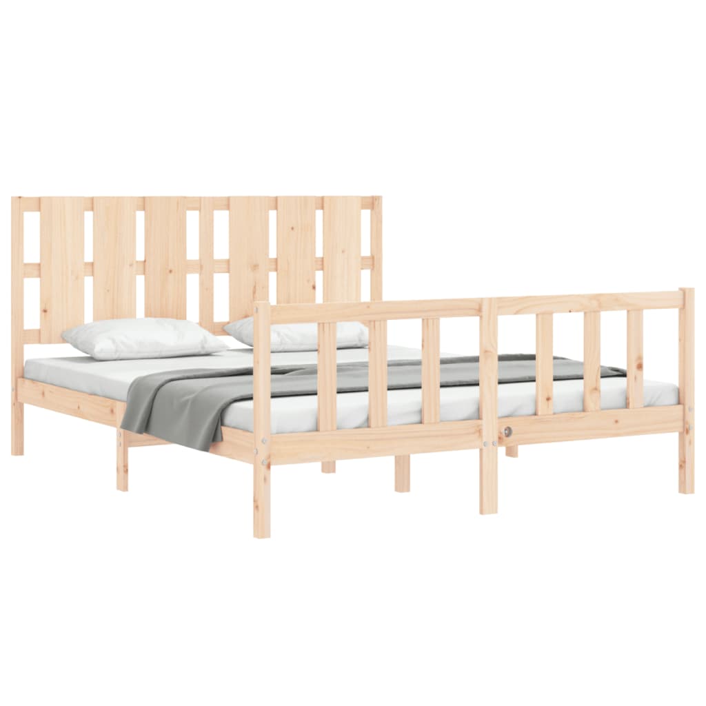 Bed Frame without Mattress King Size Solid Wood Pine