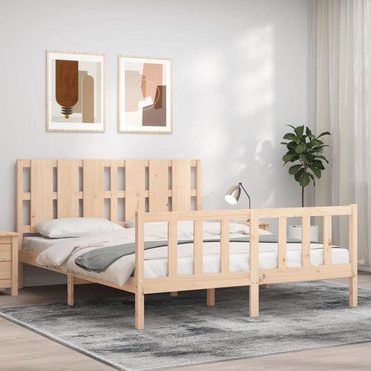 Bed Frame without Mattress King Size Solid Wood Pine