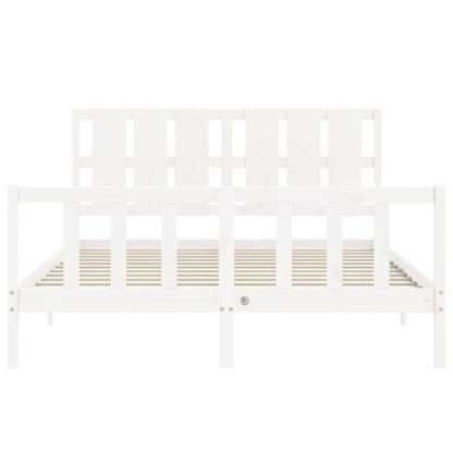 Bed Frame without Mattress White King Size Solid Wood Pine