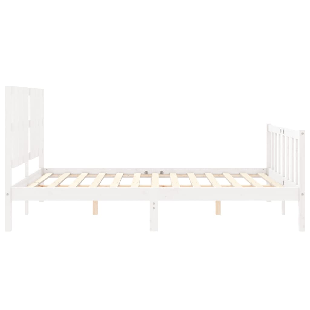 Bed Frame without Mattress White King Size Solid Wood Pine