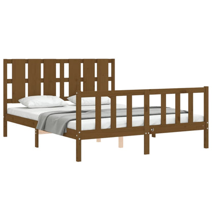 Bed Frame without Mattress Honey Brown King Size Solid Wood Pine