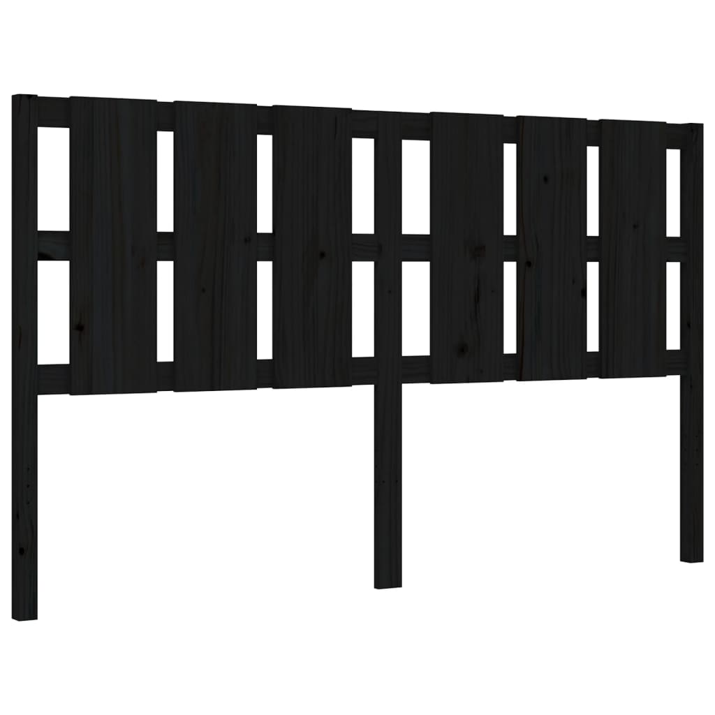 Bed Frame with Headboard Black King Size Solid Wood